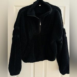 FP Movement Nantucket Sherpa Fleece pullover sweater jacket quarter zip M black